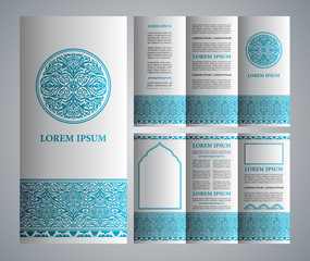 Vintage style brochure and flayer design template with logo