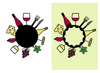 Fototapeta premium Concept with food and drink icons. Drawing of simple lines.
