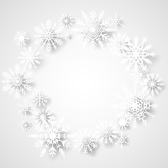 Christmas decorations. Snowflakes. Set. New Year. Vector background. Celebration. Winter. Snow. Frame. Border.