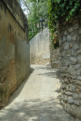 sight of the streets of the medieval quarter of the city of Gerona, Spain.