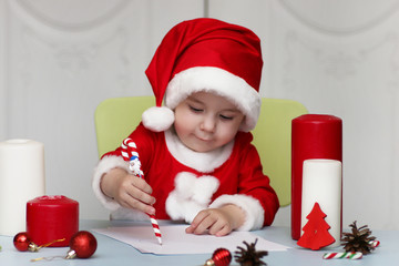 Little kid are writing letter to Santa