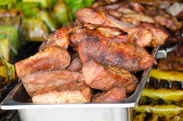 crispy organic heritage smoked bacon from a local organic farm  Thailand style,grilling