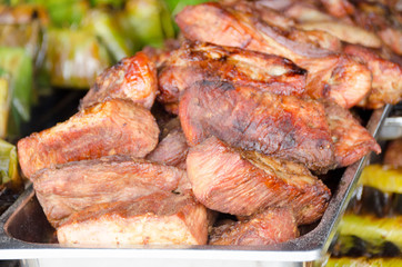 crispy organic heritage smoked bacon from a local organic farm  Thailand style,grilling