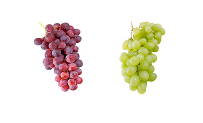 Blue and white grapes isolated on white background