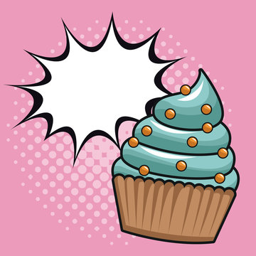 Cupcake pop art icon vector illustration graphic design