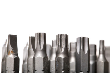 Screwdriver bits collection isolated on white