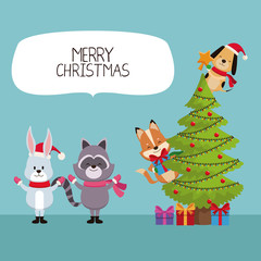 Merry chrismtas card cartoon icon vector illustration graphic design