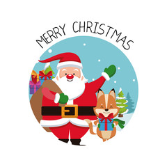 Merry chrismtas card cartoon icon vector illustration graphic design