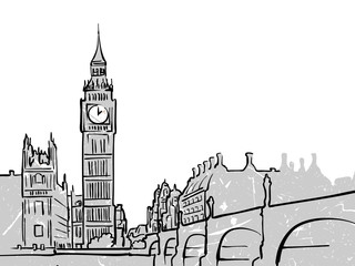 London, United Kingdom famous Travel Sketch