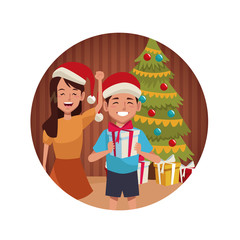 Brothers in christmas cartoon icon vector illustration graphic design