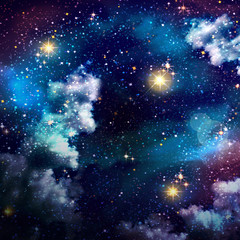 Fototapeta na wymiar Night sky with colorful stars.
