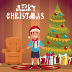 Boy in christmas cartoon icon vector illustration graphic design
