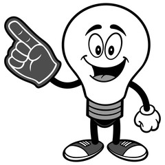 Light Bulb with Foam Finger Illustration