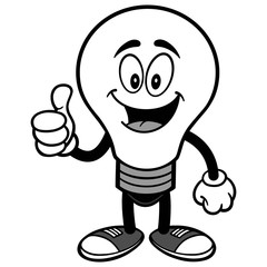Light Bulb with Thumbs Up Illustration