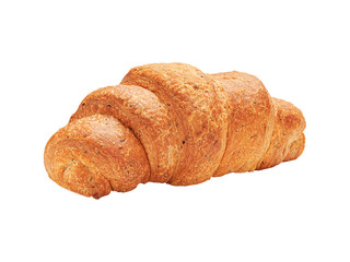 One whole cereal croissant isolated on white