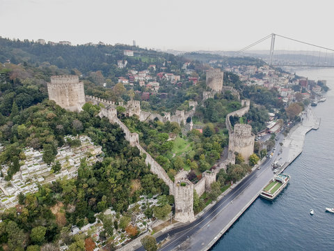 Aerial view of Rumeli Castle in Istanbul Turkey