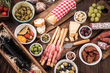 Traditional spanish tapas for sharing with friends