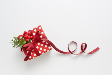 Gift wrapped in polka dot paper