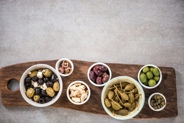 Close up view pn spanish tapas