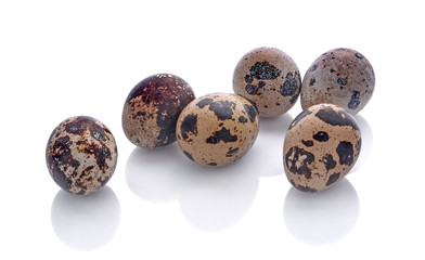 group of quail eggs, isolated on white background