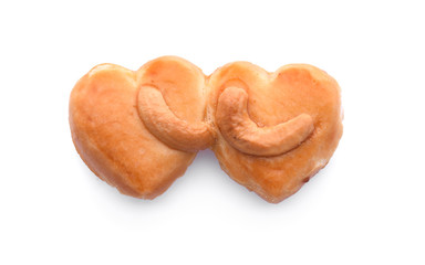 Heart-shaped cookies. Cookies Singapore (thai name) on white background
