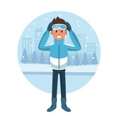 Man with winter clothes icon vector illustration graphic design