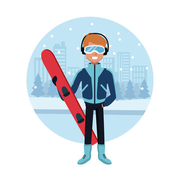 Man Snowboard Cartoon Icon Vector Illustration Graphic Design