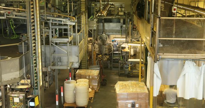 Macadamia nut food factory facility Hilo Hawaii. Big Island botanical nut plantation and industrial factory.World's leading producer. Production line and packaging facility.