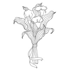 Bouquet of callas. Coloring page