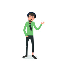 Exhausted and completely wiped out cartoon guy in casual clothes, gesturing. Vector illustration. Modern flat design.