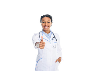 african american doctor with thumb up