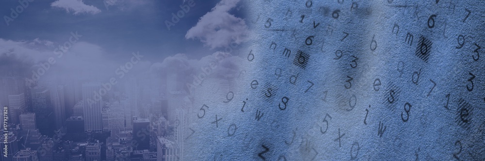 Poster transition of city and code letters and numbers