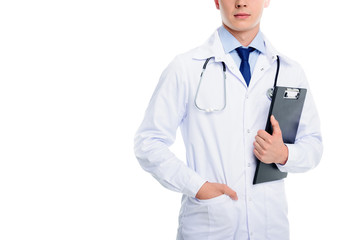 doctor with stethoscope and diagnosis