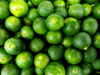 fresh lime or limau nipis in the food market