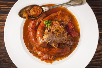 Traditional european cabbage soup. Kapustnica.