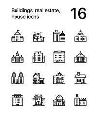 Buildings, real estate, house icons for web and mobile design pack 2