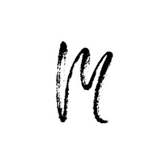 Hand painted letter M. Dry brush modern lettering. Vector illustration.