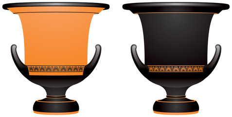Krater, Ancient Greek vase for watering down wine, ancient Greece ceramic pottery vector illustration, variants for the black figure and red figure vase painting style © Ievgen Melamud