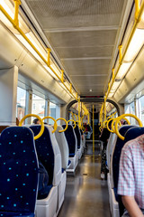 Inside metro train.