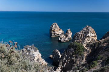 Beautiful cliffs of Ponta de Piedade, Lagos, Algarve region, Portugal
