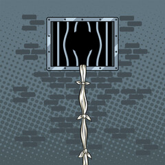 Jail break pop art vector illustration