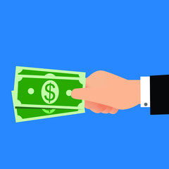 Hand holding money. Business concept illustration