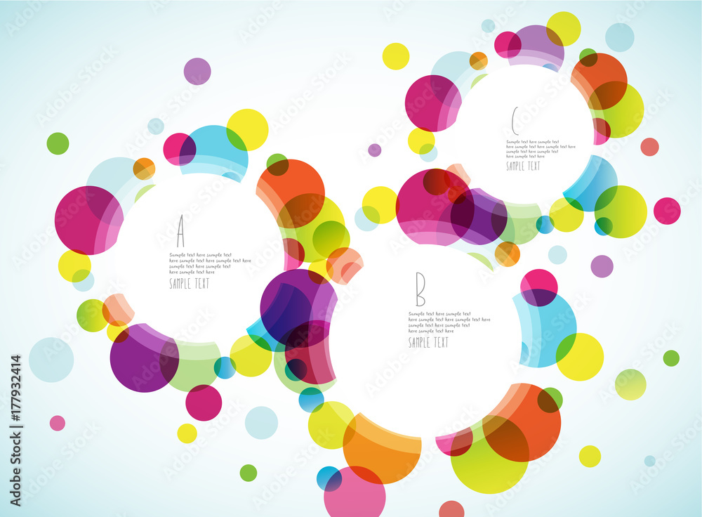 Wall mural random colorful bubbles with place for your text.