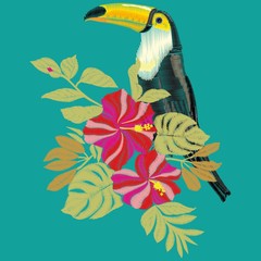 Toucan embroidery, illustration, vector, bird © kolesnikov90