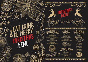 Christmas menu food template for restaurant.