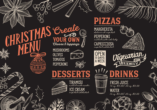 Christmas menu food template for restaurant.