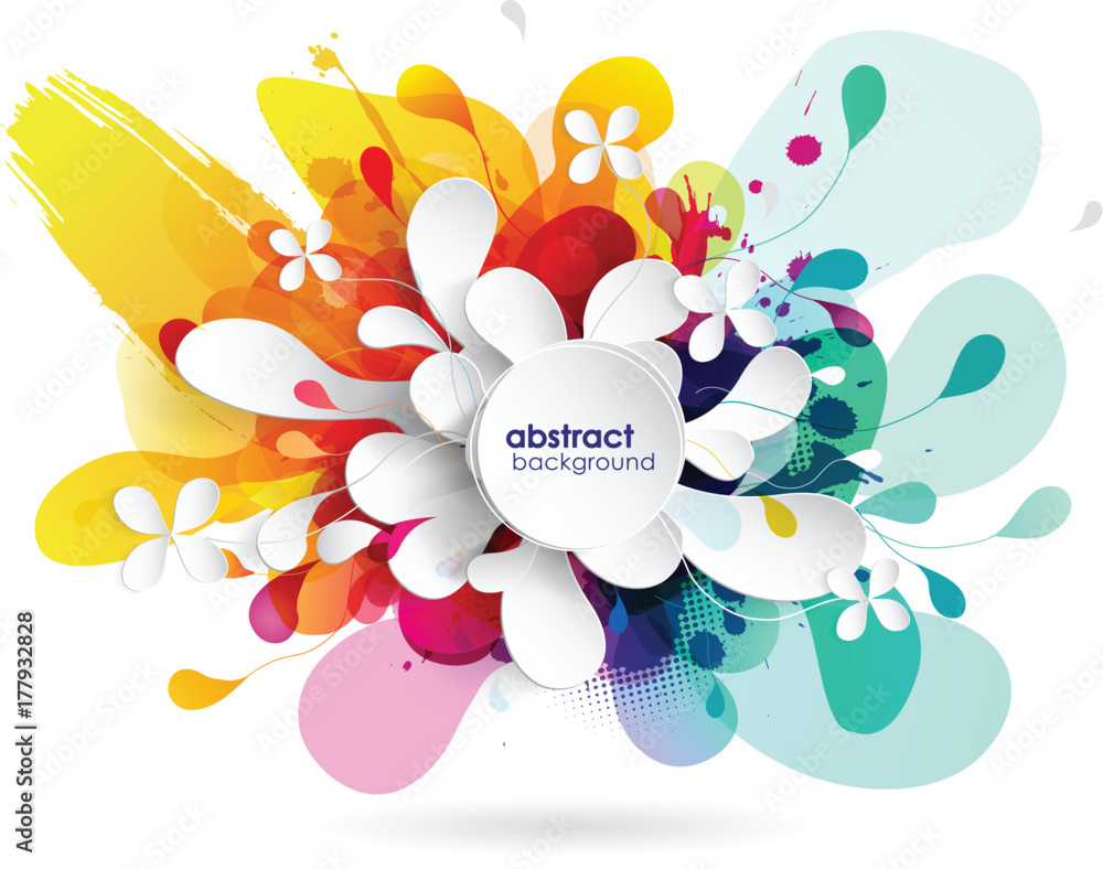 Wall mural abstract colored background with different shapes.