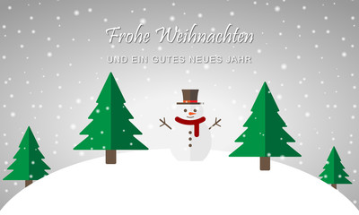 Weihnachten - Schneemann im Wald (Grau)