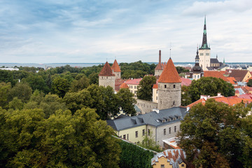 Fototapeta na wymiar TALLINN, ESTONIA - August 28, 2017: antique building view in Old Town Tallinn, Estonia