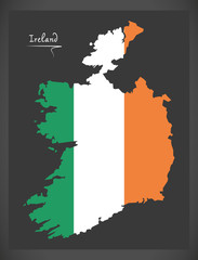 Ireland map with Irish national flag illustration